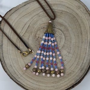 Hand Beaded Tassel Necklace